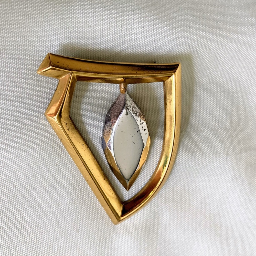 Gold and Silver Geometric Brooch